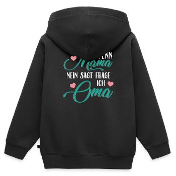 Oma Omi Geschenk Großmutter Geschenkidee - Kinder Premium Organic Zip Hoodie - Schwarz - Hinten - AI Model Kid Male (0cm)