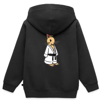 Kudo Kaninchen - Kinder Premium Organic Zip Hoodie - Schwarz - Hinten - AI Model Kid Male (0cm)