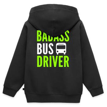 Chauffeur bus chauffeur bus chauffeur bus cadeau chauffeur - Sweat Premium à capuche zippé enfant bio - noir - Dos - AI Model Kid Male (0cm)