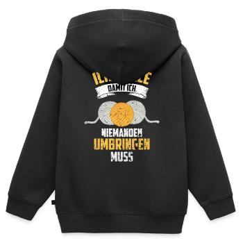 Häkeln Hobby - Kinder Premium Organic Zip Hoodie - Schwarz - Hinten - AI Model Kid Male (0cm)