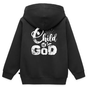 Dieu - Sweat Premium à capuche zippé enfant bio - noir - Dos - AI Model Kid Male (0cm)