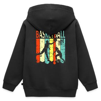Basketball - Kinder Premium Organic Zip Hoodie - Schwarz - Hinten - AI Model Kid Male (0cm)