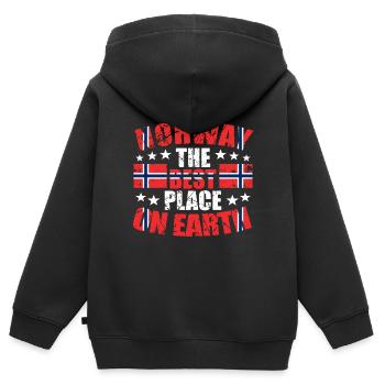 Norway - Kids Premium Organic Zip-up Hoodie - black - Back - AI Model Kid Male (0cm)