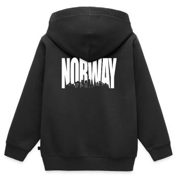 Norwegen - Kinder Premium Organic Zip Hoodie - Schwarz - Hinten - AI Model Kid Male (0cm)