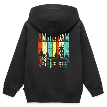 Amsterdam - Sweat Premium à capuche zippé enfant bio - noir - Dos - AI Model Kid Male (0cm)