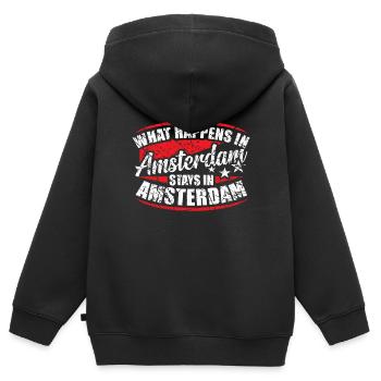 Amsterdam - Sweat Premium à capuche zippé enfant bio - noir - Dos - AI Model Kid Male (0cm)