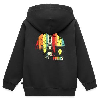 Paris - Kinder Premium Organic Zip Hoodie - Schwarz - Hinten - AI Model Kid Male (0cm)