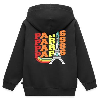 Paris - Sweat Premium à capuche zippé enfant bio - noir - Dos - AI Model Kid Male (0cm)