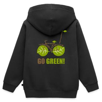 Fahrrad Umweltfreundlich E-Bike Natur Geschenk - Kinder Premium Organic Zip Hoodie - Schwarz - Hinten - AI Model Kid Male (0cm)