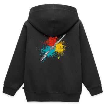flûte - Sweat Premium à capuche zippé enfant bio - noir - Dos - AI Model Kid Male (0cm)