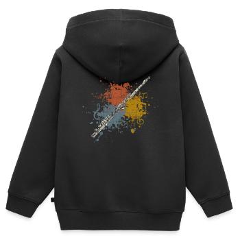 Flûte transversale retro - Sweat Premium à capuche zippé enfant bio - noir - Dos - AI Model Kid Male (0cm)
