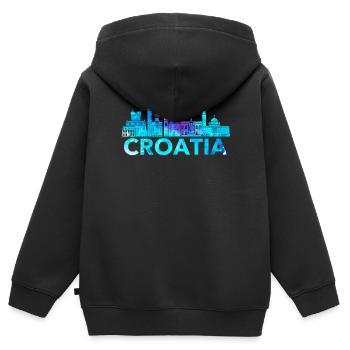 Kroatien - Kinder Premium Organic Zip Hoodie - Schwarz - Hinten - AI Model Kid Male (0cm)