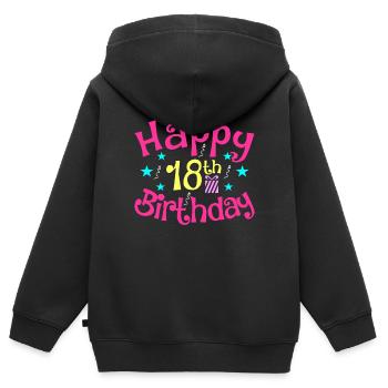 18th birthday - Kids Premium Organic Zip-up Hoodie - black - Back - AI Model Kid Male (0cm)
