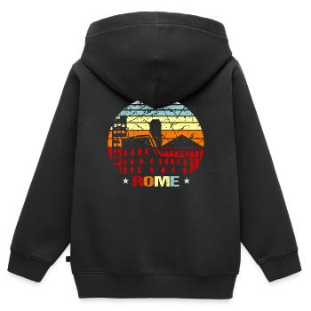 Rome - Sweat Premium à capuche zippé enfant bio - noir - Dos - AI Model Kid Male (0cm)