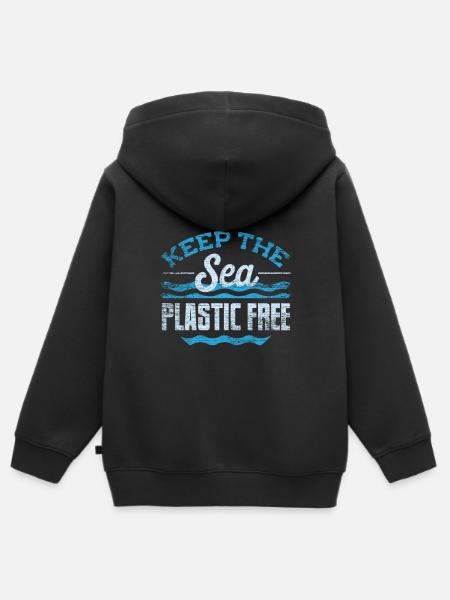 Plastik Umweltschutz - Kinder Premium Organic Zip Hoodie - Schwarz
