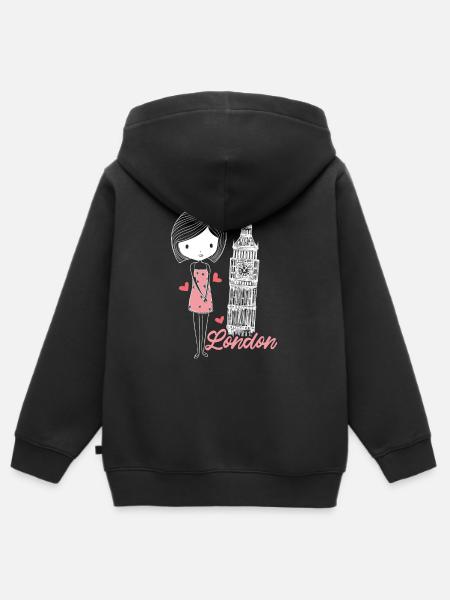 London - Kids Premium Organic Zip-up Hoodie - black