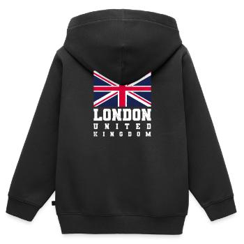 Londres - Sweat Premium à capuche zippé enfant bio - noir - Dos - AI Model Kid Male (0cm)