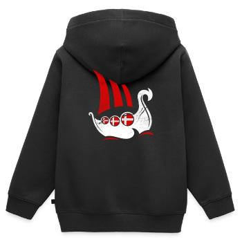 Dänemark - Kinder Premium Organic Zip Hoodie - Schwarz - Hinten - AI Model Kid Male (0cm)