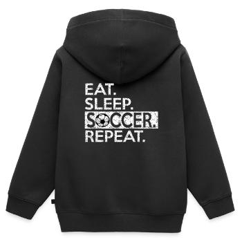 Fussballspiel - Kinder Premium Organic Zip Hoodie - Schwarz - Hinten - AI Model Kid Male (0cm)