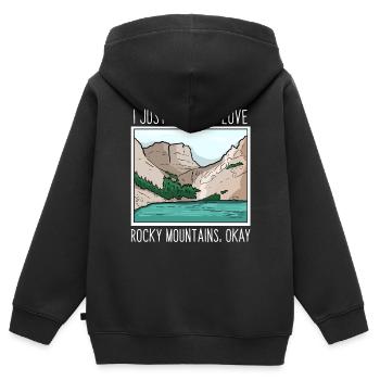Rocky Mountains - Kinder Premium Organic Zip Hoodie - Schwarz - Hinten - AI Model Kid Male (0cm)