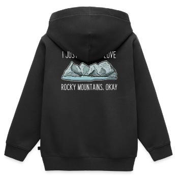 Rocky Mountains - Kinder Premium Organic Zip Hoodie - Schwarz - Hinten - AI Model Kid Male (0cm)