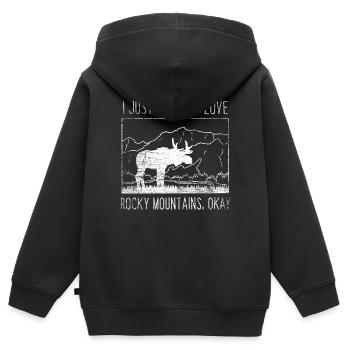Rocky Mountains Geschenk - Kinder Premium Organic Zip Hoodie - Schwarz - Hinten - AI Model Kid Male (0cm)