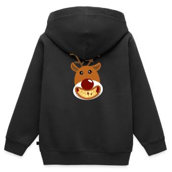 Rudolf Noël Rennier - Sweat Premium à capuche zippé enfant bio - noir - Dos - AI Model Kid Male (0cm)
