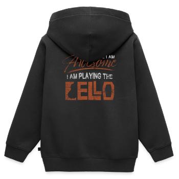 violoncelle - Sweat Premium à capuche zippé enfant bio - noir - Dos - AI Model Kid Male (0cm)