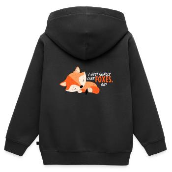 Fuchs Füchse Füchsin Rotfuchs Waldfuchs Geschenk - Kinder Premium Organic Zip Hoodie - Schwarz - Hinten - AI Model Kid Male (0cm)