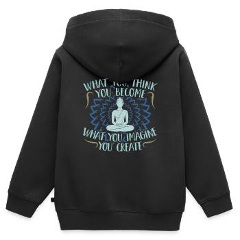 bouddhisme - Sweat Premium à capuche zippé enfant bio - noir - Dos - AI Model Kid Male (0cm)