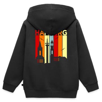 Hambourg - Sweat Premium à capuche zippé enfant bio - noir - Dos - AI Model Kid Male (0cm)