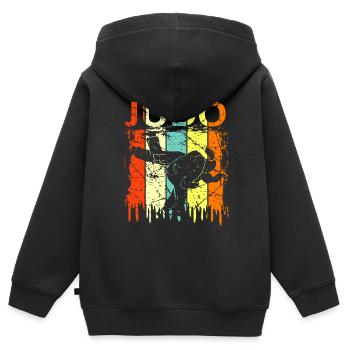 Judo - Kinder Premium Organic Zip Hoodie - Schwarz - Hinten - AI Model Kid Male (0cm)