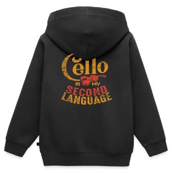 violoncelle - Sweat Premium à capuche zippé enfant bio - noir - Dos - AI Model Kid Male (0cm)