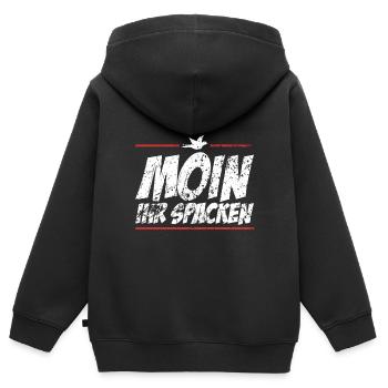 Moin Begrüßung Plattdeutsch Norddeutsch Möwe - Kinder Premium Organic Zip Hoodie - Schwarz - Hinten - AI Model Kid Male (0cm)