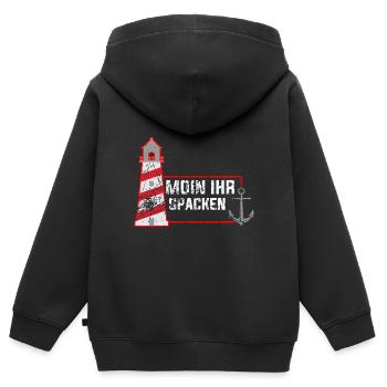 Moin Ihr Spacken Leuchtturm Plattdeutsch - Kinder Premium Organic Zip Hoodie - Schwarz - Hinten - AI Model Kid Male (0cm)
