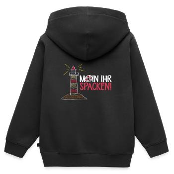 Moin Ihr Spacken Plattdeutsch Begrüßung - Kinder Premium Organic Zip Hoodie - Schwarz - Hinten - AI Model Kid Male (0cm)