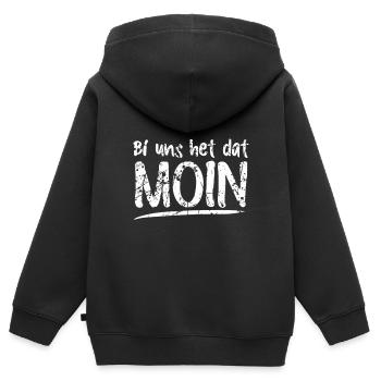 Moin Plattdeutsch Norddeutsch Begrüßung - Kinder Premium Organic Zip Hoodie - Schwarz - Hinten - AI Model Kid Male (0cm)
