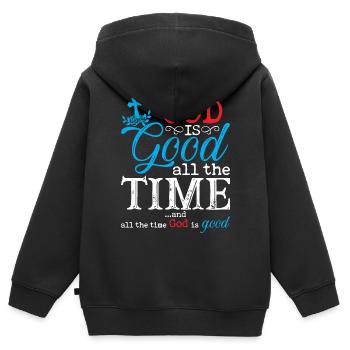 God is Good All The Time And All The Time God - Kinder Premium Organic Zip Hoodie - Schwarz - Hinten - AI Model Kid Male (0cm)