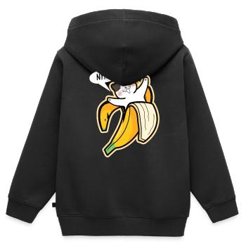 Banane - Kinder Premium Organic Zip Hoodie - Schwarz - Hinten - AI Model Kid Male (0cm)