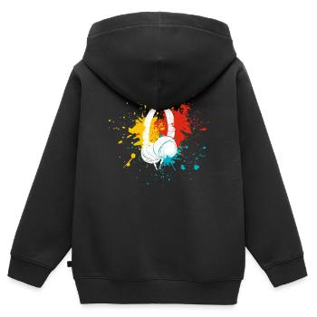 Kopfhörer Musik - Kinder Premium Organic Zip Hoodie - Schwarz - Hinten - AI Model Kid Male (0cm)