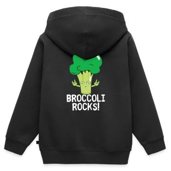 Brokkoli - Kinder Premium Organic Zip Hoodie - Schwarz - Hinten - AI Model Kid Male (0cm)