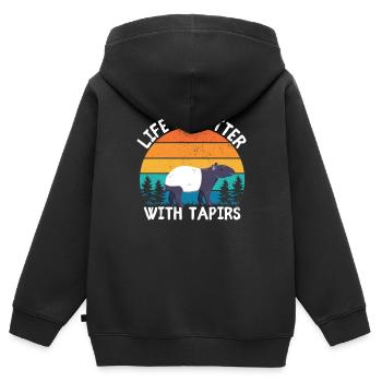 tapir - Sweat Premium à capuche zippé enfant bio - noir - Dos - AI Model Kid Male (0cm)