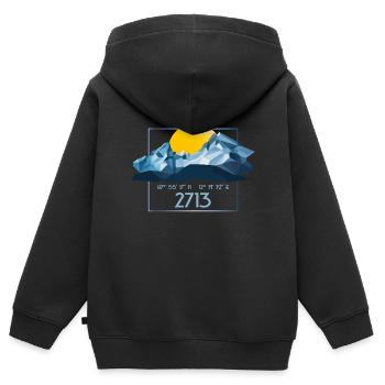 Bayern Watzmann Low Poly Berg 2713 m Bersteigen - Kinder Premium Organic Zip Hoodie - Schwarz - Hinten - AI Model Kid Male (0cm)