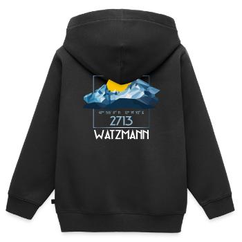 Allemagne Bayern Watzmann 2713 m Berg Low Poly - Sweat Premium à capuche zippé enfant bio - noir - Dos - AI Model Kid Male (0cm)