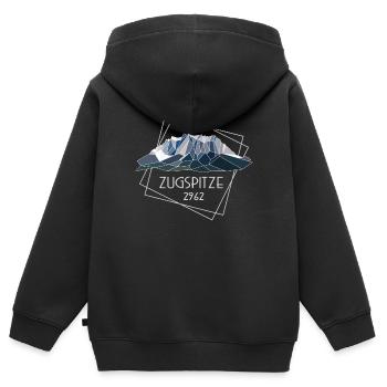 Zugspitze Deutschland Höchster Berg 2692 Low Poly - Kinder Premium Organic Zip Hoodie - Schwarz - Hinten - AI Model Kid Male (0cm)