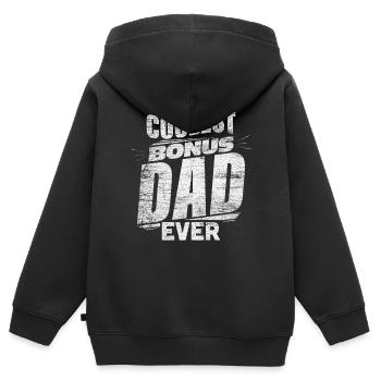 Papa bonus de beau-père - Sweat Premium à capuche zippé enfant bio - noir - Dos - AI Model Kid Male (0cm)