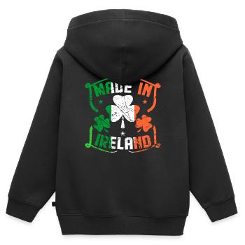 Irland - Kinder Premium Organic Zip Hoodie - Schwarz - Hinten - AI Model Kid Male (0cm)