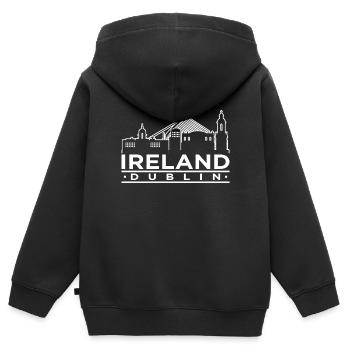 Irlande - Sweat Premium à capuche zippé enfant bio - noir - Dos - AI Model Kid Male (0cm)