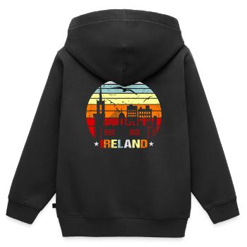 Irlande - Sweat Premium à capuche zippé enfant bio - noir - Dos - AI Model Kid Male (0cm)
