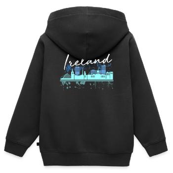 Irland - Kinder Premium Organic Zip Hoodie - Schwarz - Hinten - AI Model Kid Male (0cm)